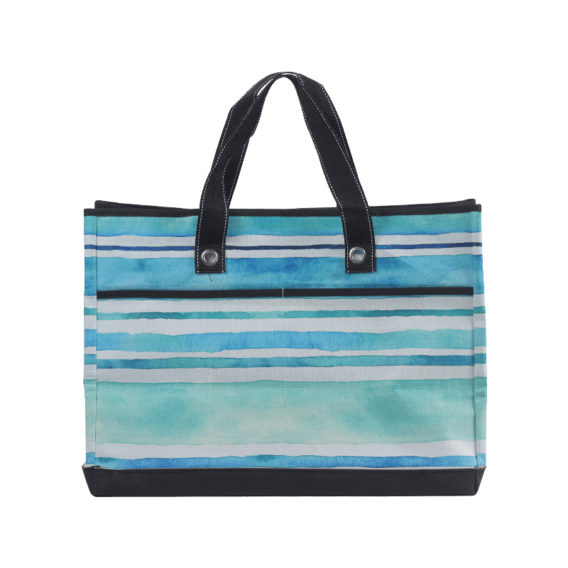 Blue Striped Travel Shopping Bag